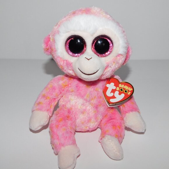 2014 TY Beanie Boos 6" Plush Pink Monkey Sparkle eyes RUBY New w Tag Stuffed - Picture 2 of 7